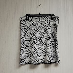 Haystacks Abstract Black & White Patterned Skirt Large coastal grandma business